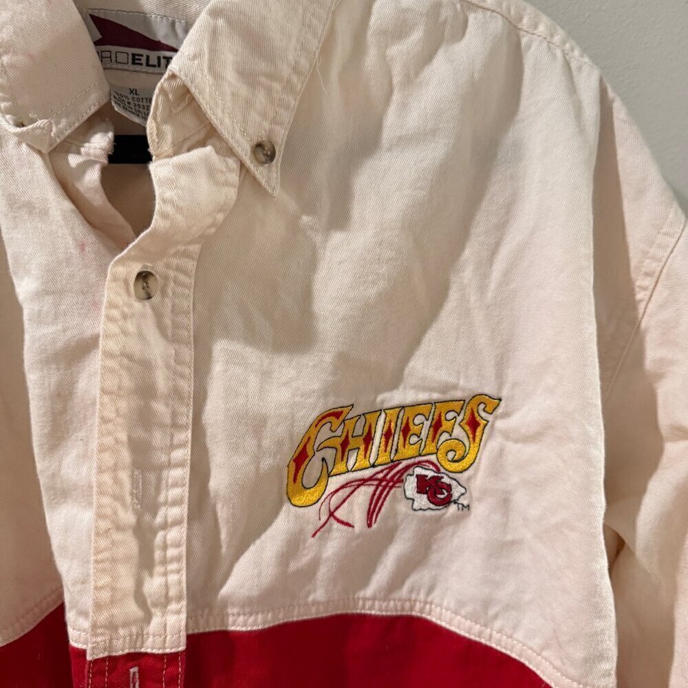 Vintage Kansas City Chiefs Button Down Long Sleeve Shirt - Size XL